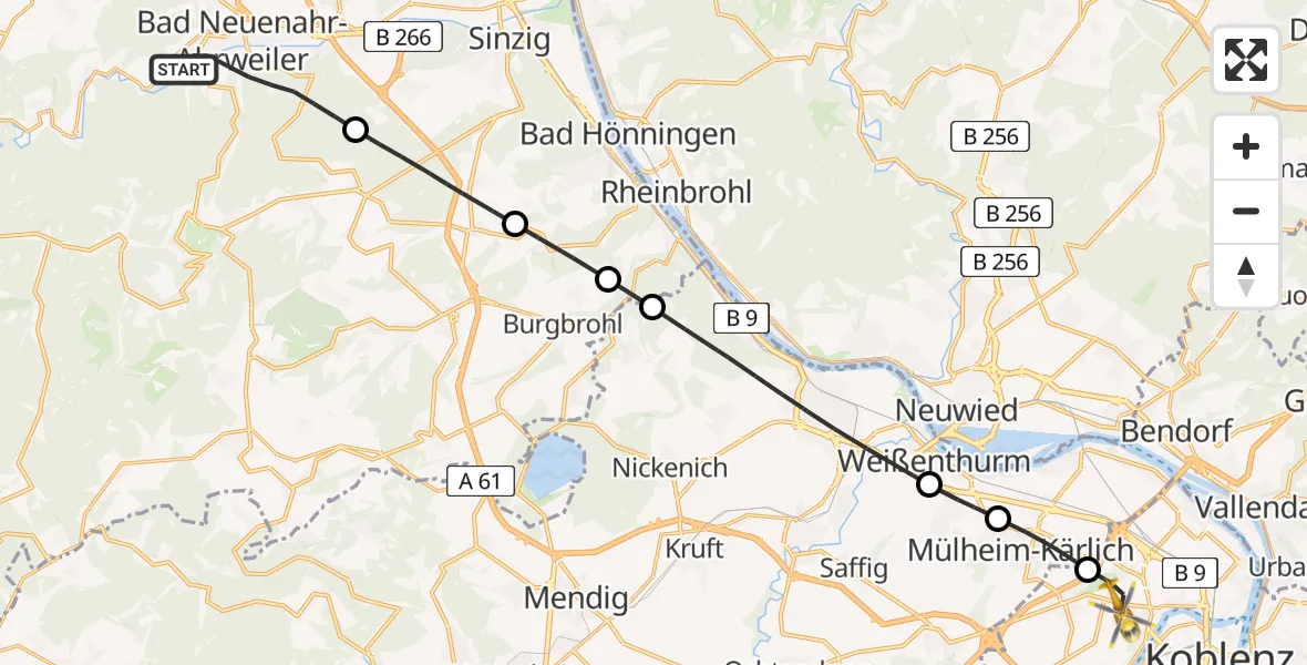 Flugroute Rettungshubschrauber Bad Neuenahr-Ahrweiler - Koblenz, 07 April 2026, 16:48