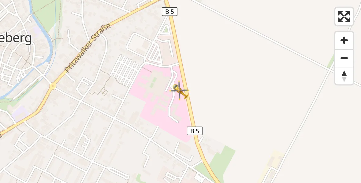 Flugroute Rettungshubschrauber Perleberg - Perleberg, 07 April 2026, 17:10