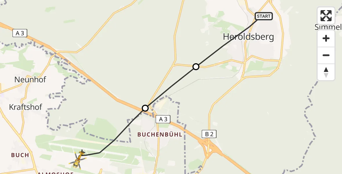 Flugroute Rettungshubschrauber Heroldsberg - Flughafen Nuremberg, 07 April 2026, 17:14
