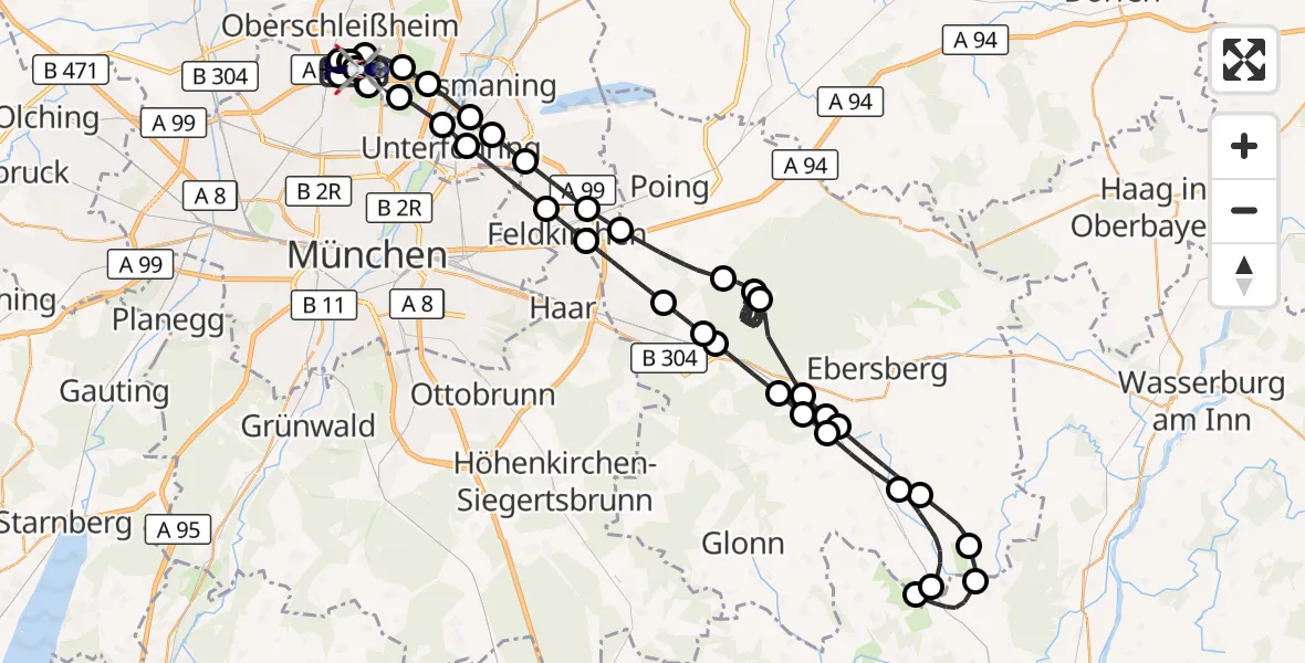 Flugroute Polizeihubschrauber Oberschleißheim - Oberschleißheim, 07 April 2026, 18:23