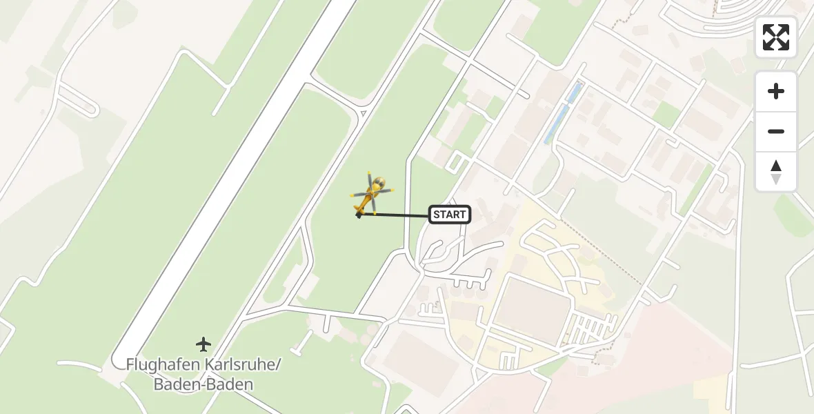 Flugroute Rettungshubschrauber Karlsruhe Baden-Baden Flughafen - Karlsruhe Baden-Baden Flughafen, 07 April 2026, 18:53