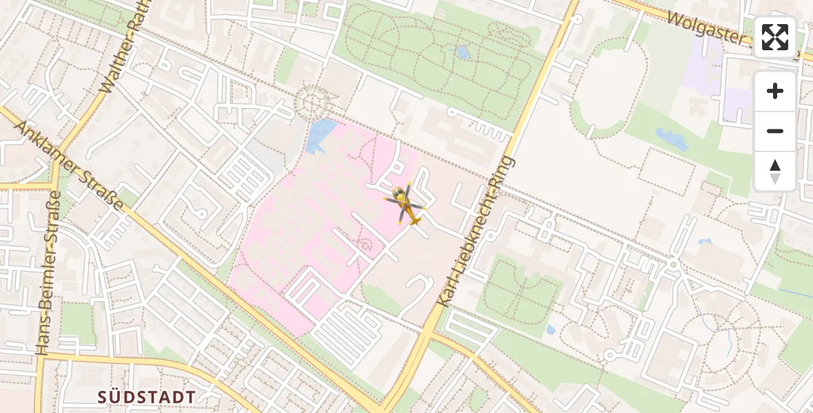 Routekaart van de vlucht: Rettungshubschrauber nach Greifswald Hospital