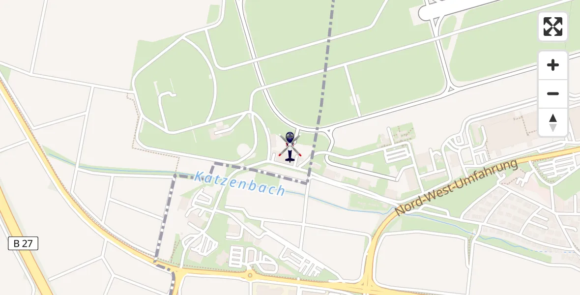 Flugroute Polizeihubschrauber Flughafen Stuttgart - Flughafen Stuttgart, 08 April 2026, 00:17
