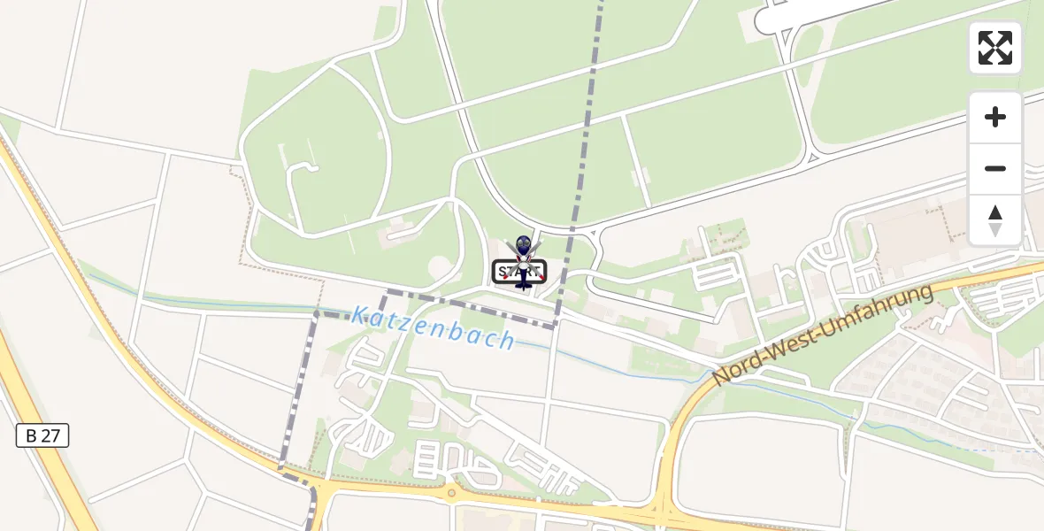 Flugroute Polizeihubschrauber Flughafen Stuttgart - Flughafen Stuttgart, 08 April 2026, 00:29