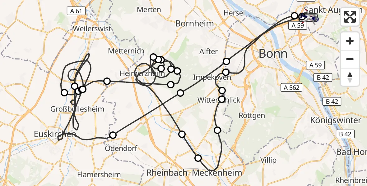Flugroute Polizeihubschrauber Sankt Augustin - Sankt Augustin, 08 April 2026, 05:45