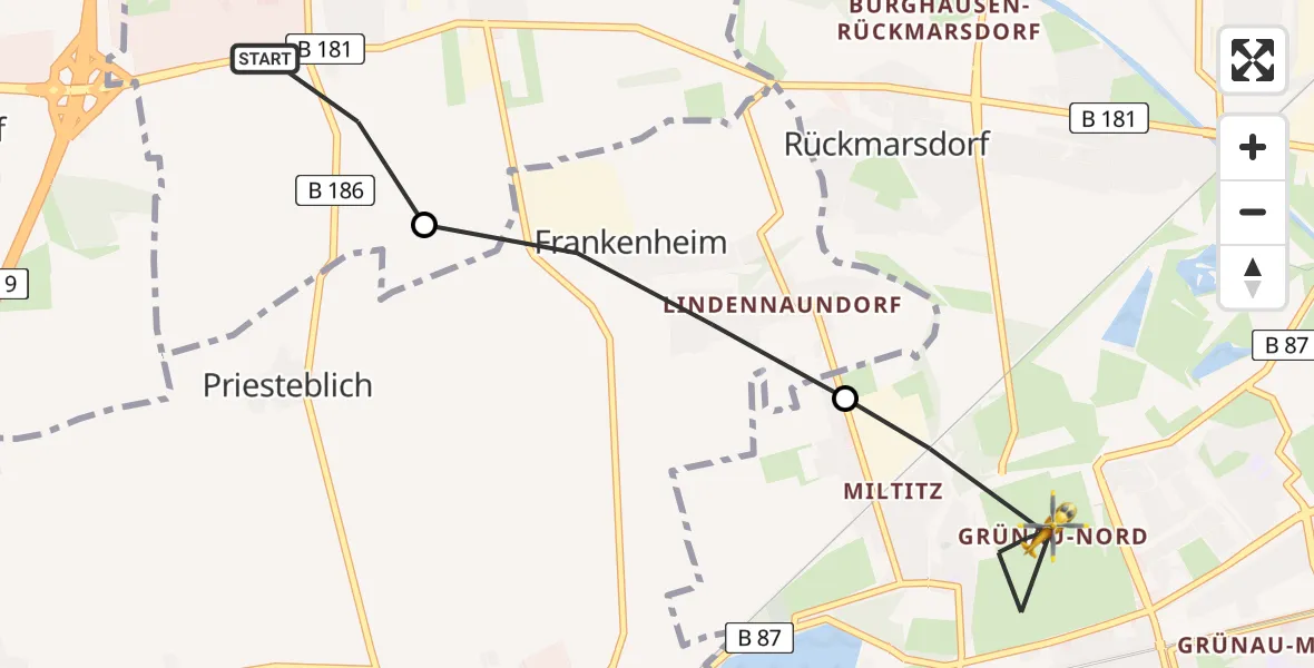 Flugroute Rettungshubschrauber Schkeuditz - Leipzig, 08 April 2026, 06:00