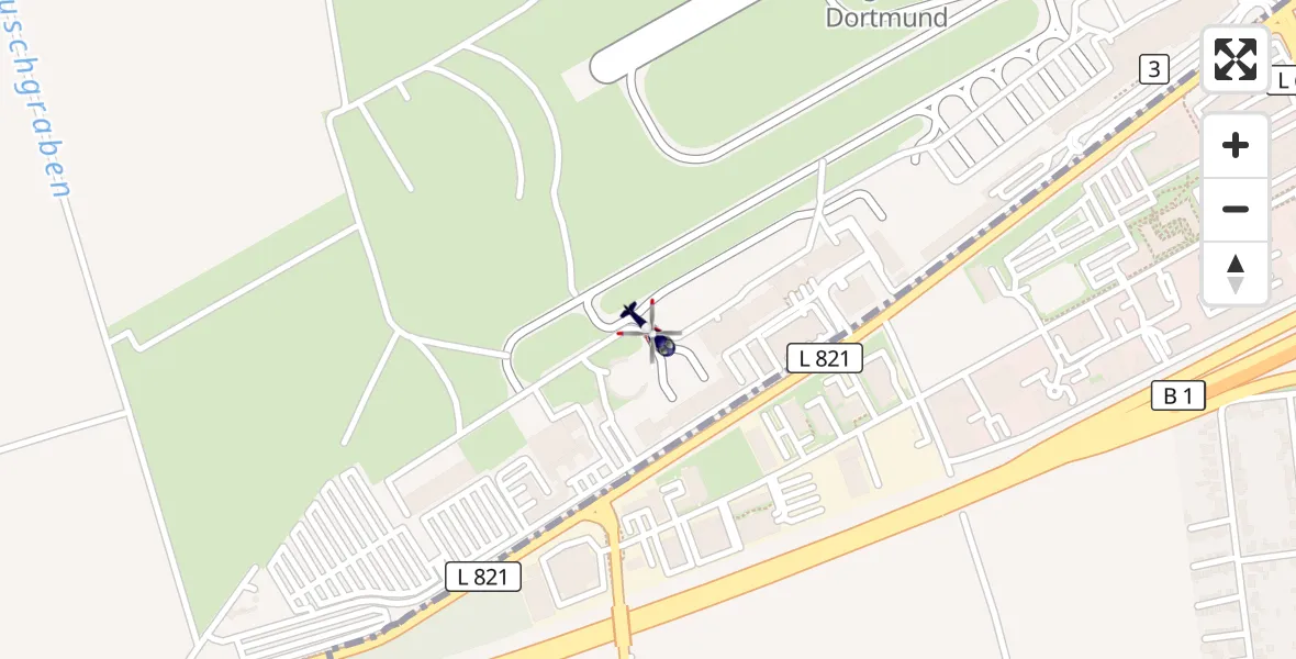 Flugroute Polizeihubschrauber Dortmund Flughafen - Dortmund Flughafen, 08 April 2026, 06:21