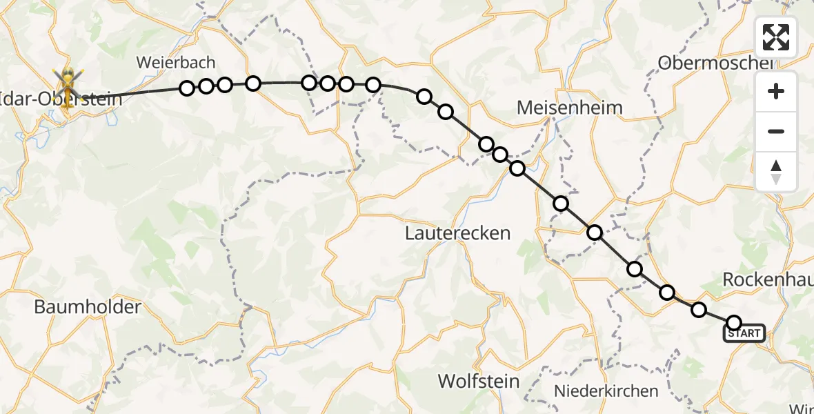 Flugroute Rettungshubschrauber Imsweiler UL - Idar-Oberstein, 08 April 2026, 06:42