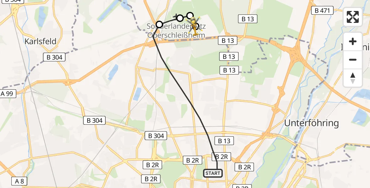Flugroute Rettungshubschrauber München - Oberschleißheim, 08 April 2026, 06:52