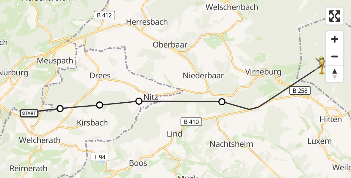 Flugroute Ambulanzhubschrauber Welcherath - Mayen, 08 April 2026, 06:55