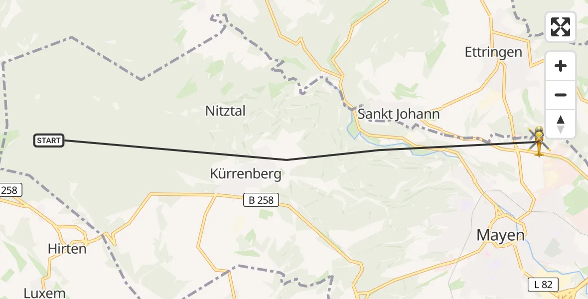 Flugroute Ambulanzhubschrauber Mayen - Mayen, 08 April 2026, 06:58