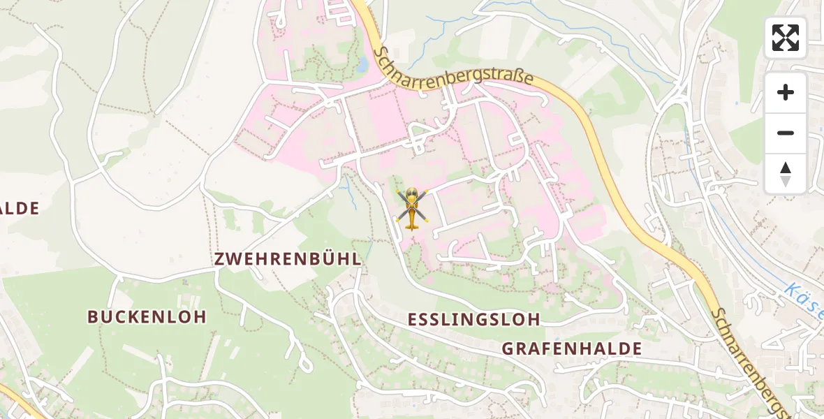 Flugroute Rettungshubschrauber Tübingen University Hospital - Tübingen University Hospital, 08 April 2026, 07:32