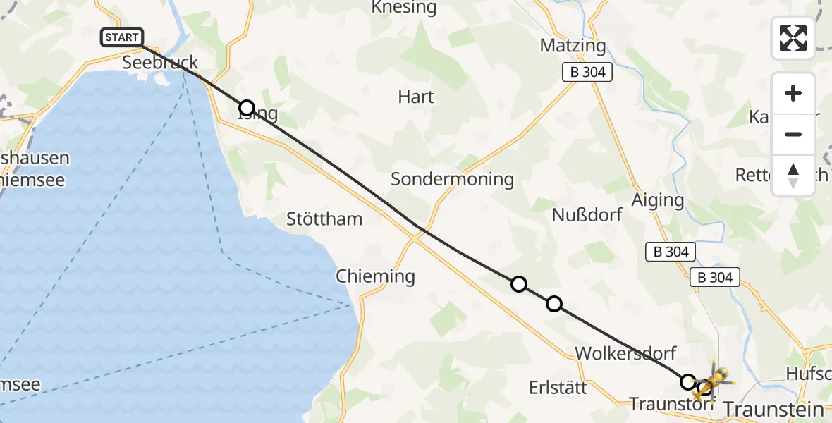 Flugroute Rettungshubschrauber Seeon-Seebruck - Traunstein Hospital, 08 April 2026, 07:39
