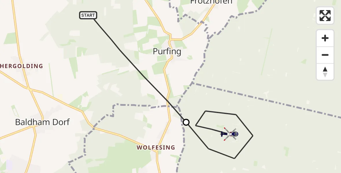 Flugroute Polizeihubschrauber Vaterstetten - Eglhartinger Forst, 08 April 2026, 08:10