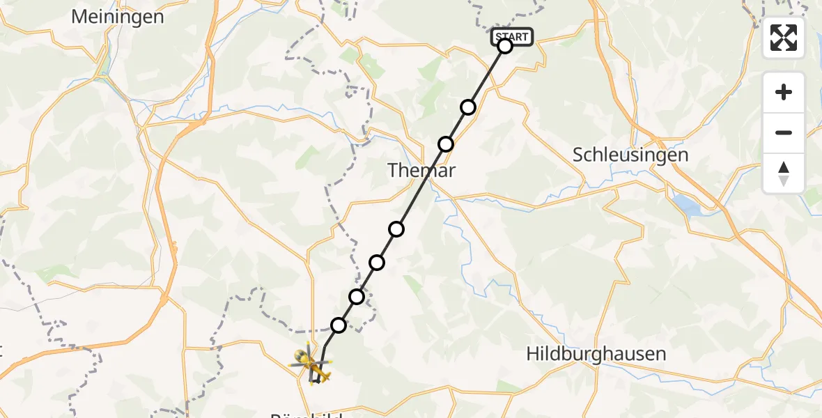 Flugroute Rettungshubschrauber Schleusingen - Römhild, 08 April 2026, 08:12