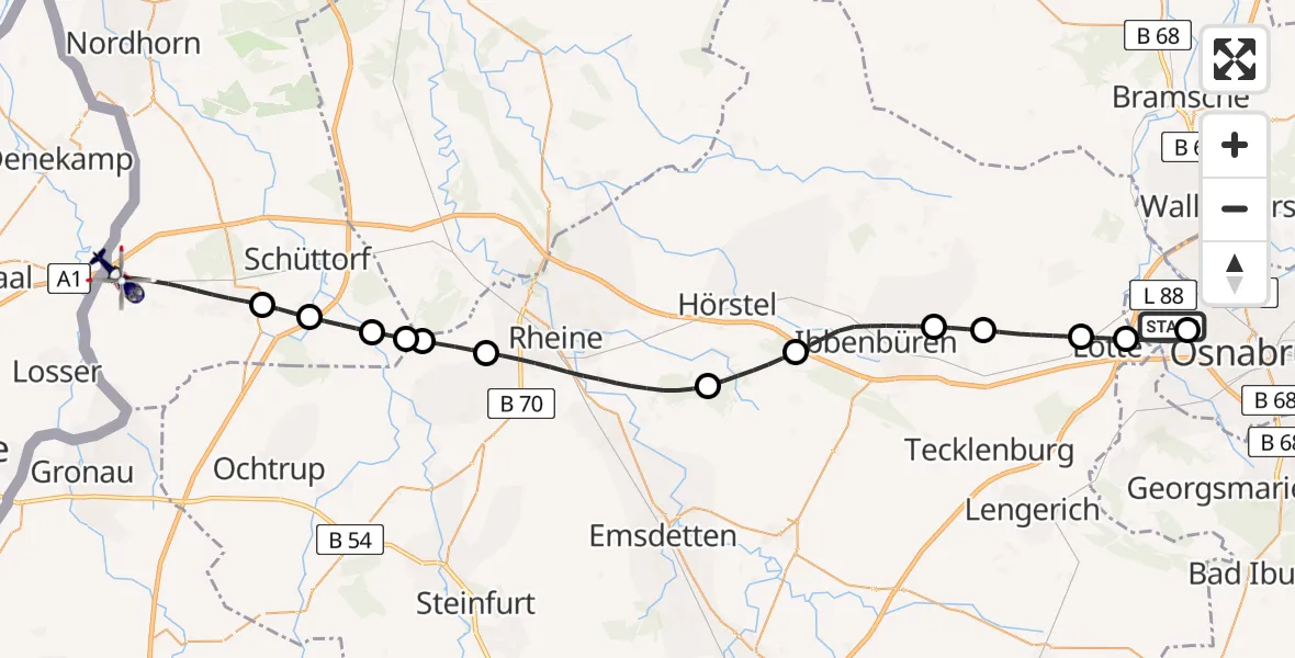 Flugroute Polizeihubschrauber Atterheide Flugplatz - Bad Bentheim, 08 April 2026, 08:18