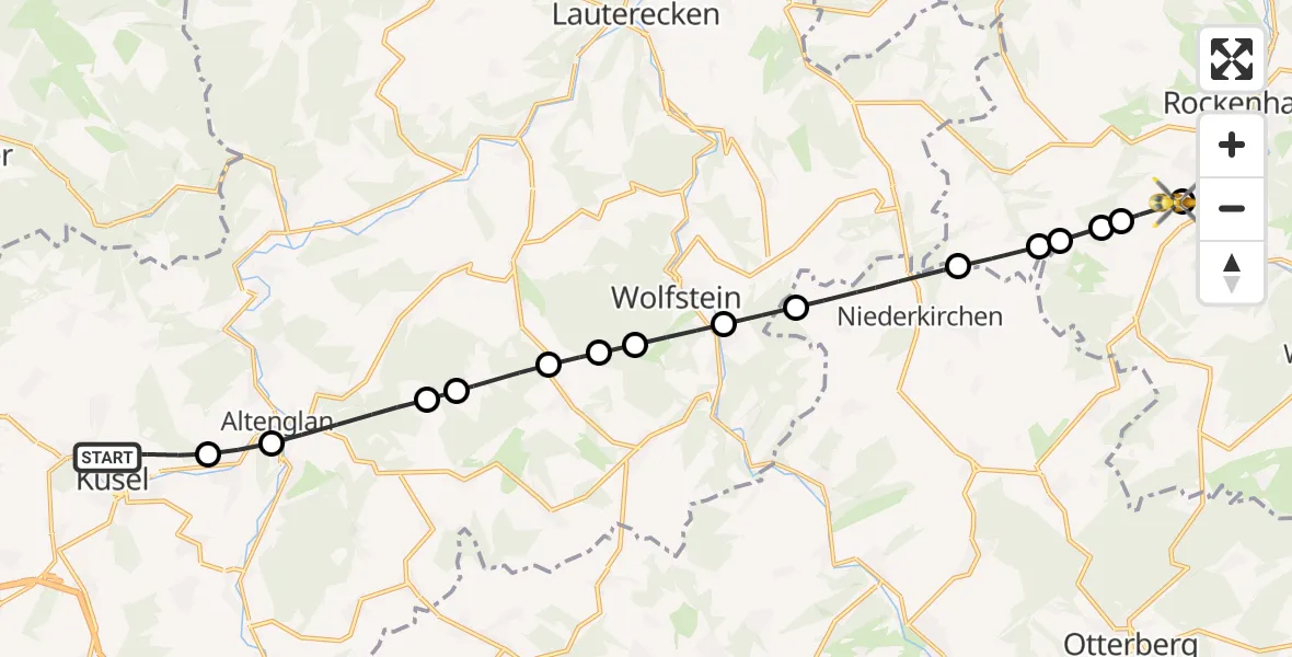 Flugroute Rettungshubschrauber Kusel - Imsweiler UL, 08 April 2026, 08:19