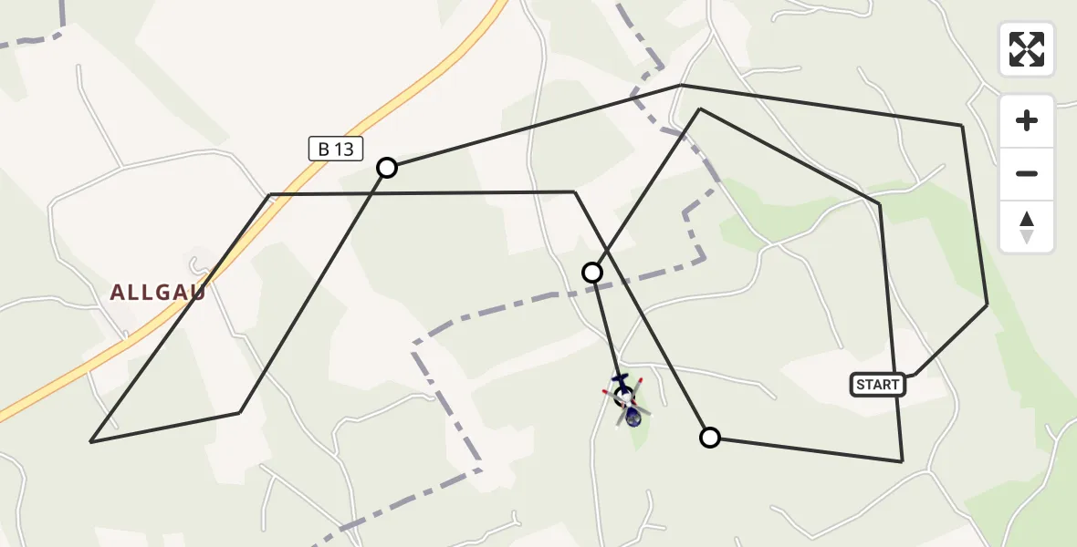Flugroute Polizeihubschrauber Waakirchen - Waakirchen, 08 April 2026, 09:06