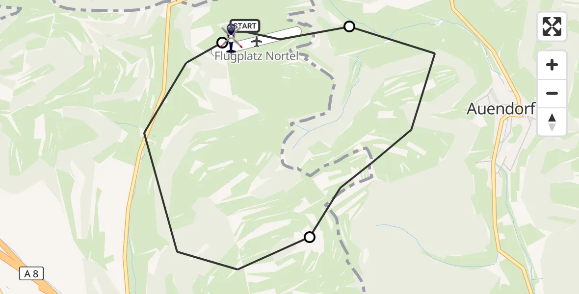 Flugroute Polizeihubschrauber Gruibingen-Nortel Flugplatz - Gruibingen-Nortel Flugplatz, 08 April 2026, 09:12