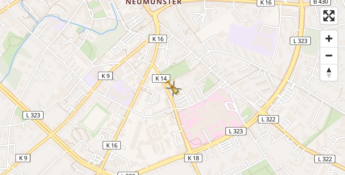 Flugroute Rettungshubschrauber Neumünster - Neumünster, 08 April 2026, 09:13