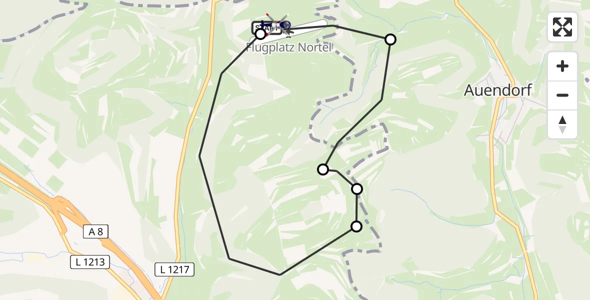 Flugroute Polizeihubschrauber Gruibingen-Nortel Flugplatz - Gruibingen-Nortel Flugplatz, 08 April 2026, 09:16