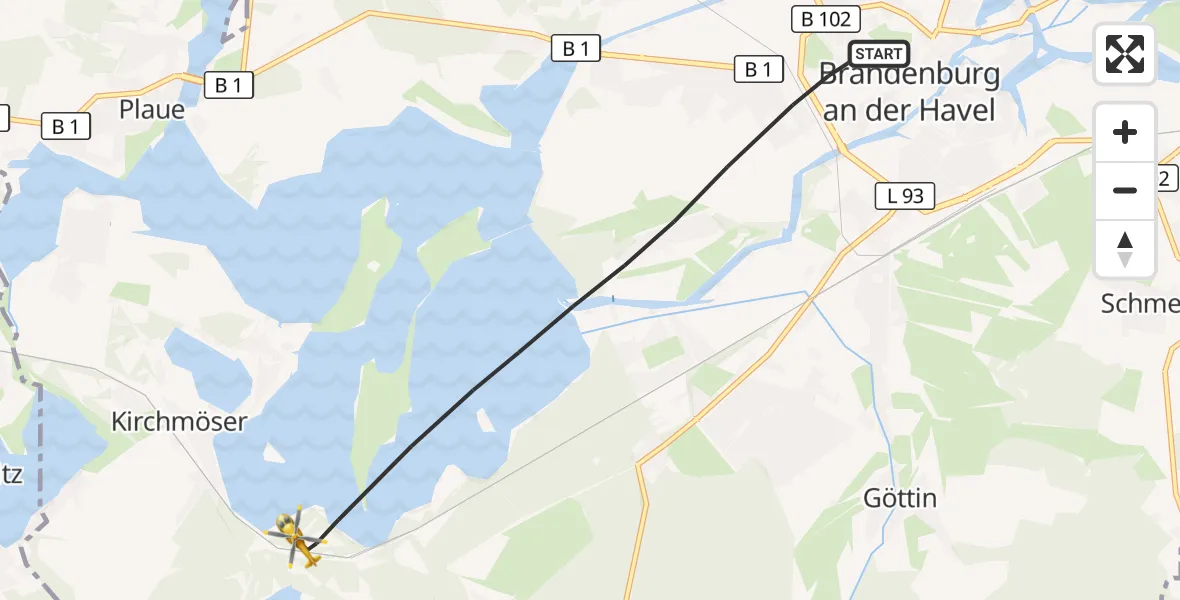 Flugroute Rettungshubschrauber Brandenburg an der Havel - Brandenburg an der Havel, 08 April 2026, 09:28