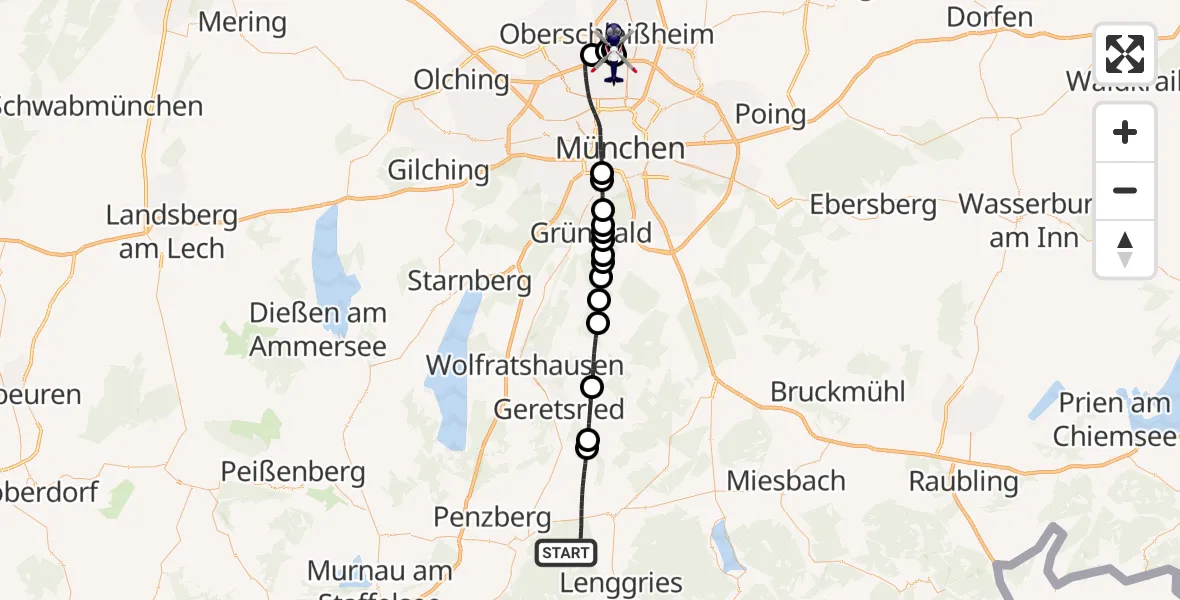 Flugroute Polizeihubschrauber Wackersberg - Oberschleißheim, 08 April 2026, 09:38
