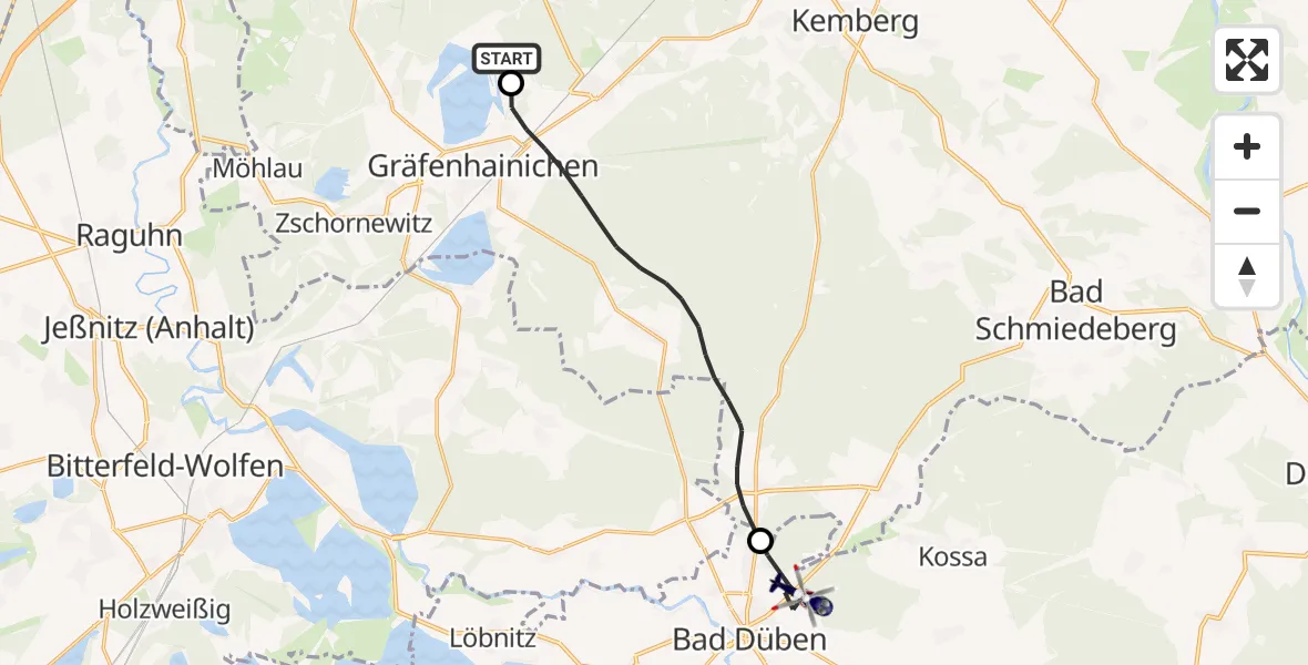 Flugroute Polizeihubschrauber Kemberg - Bad Düben, 08 April 2026, 09:43