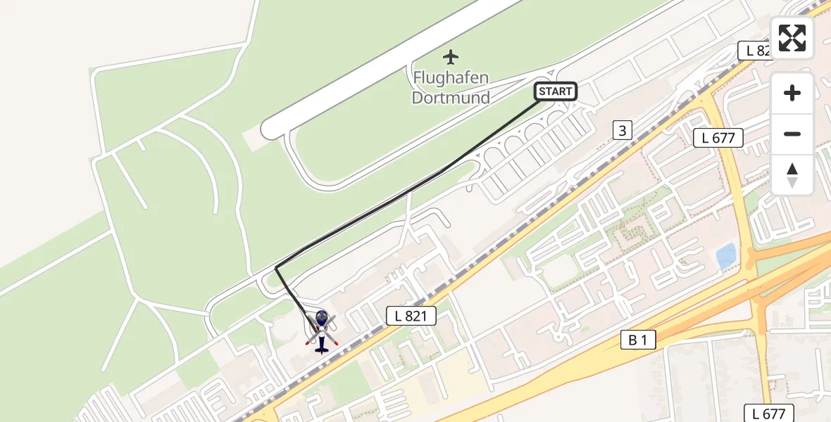 Flugroute Polizeihubschrauber Dortmund Flughafen - Dortmund Flughafen, 08 April 2026, 09:58