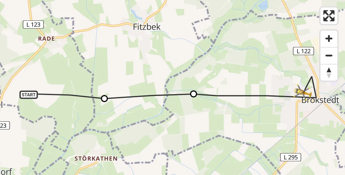 Flugroute Rettungshubschrauber Rade - Brokstedt, 08 April 2026, 10:25