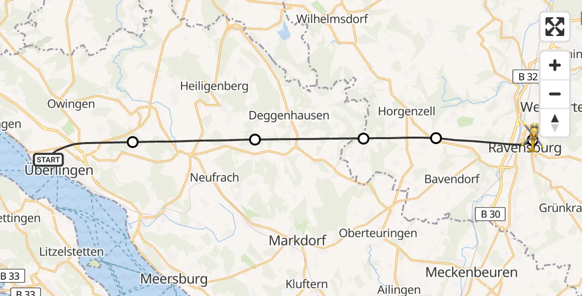 Flugroute Rettungshubschrauber Überlingen - Sankt Elisabeth Hospital, 08 April 2026, 10:49