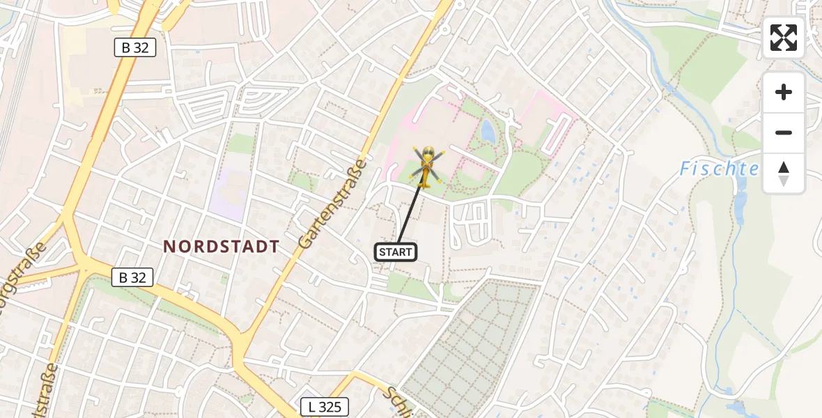 Flugroute Rettungshubschrauber Sankt Elisabeth Hospital - Sankt Elisabeth Hospital, 08 April 2026, 11:00