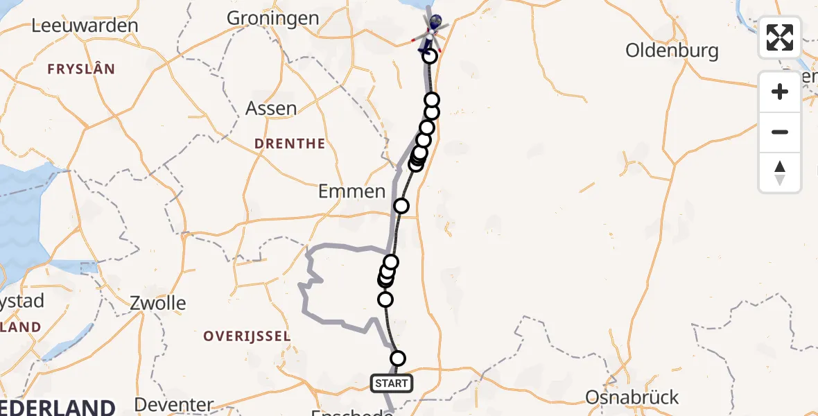 Flugroute Polizeihubschrauber Bad Bentheim - Bunde, 08 April 2026, 11:07