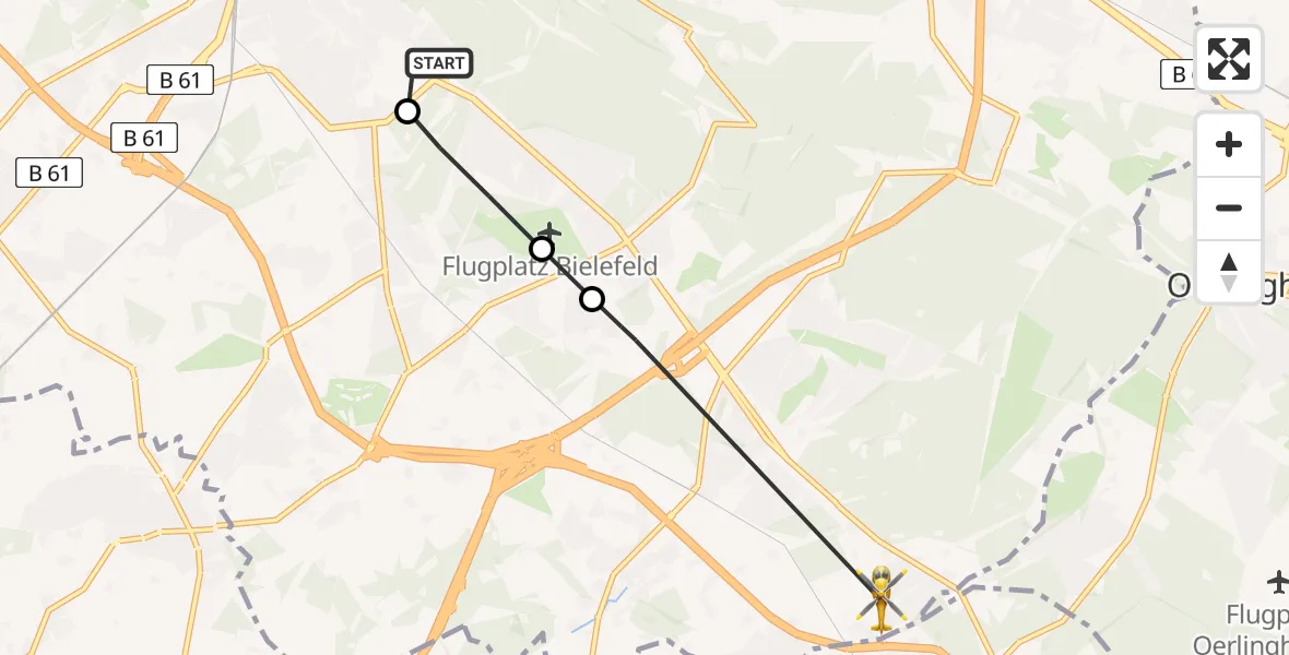 Flugroute Rettungshubschrauber Luftrettungszentrum Bielefeld - Bielefeld, 08 April 2026, 11:10