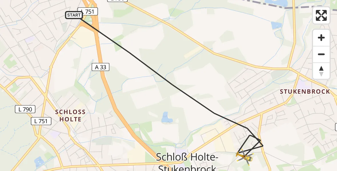 Flugroute Rettungshubschrauber Schloß Holte-Stukenbrock - Schloß Holte-Stukenbrock, 08 April 2026, 11:14