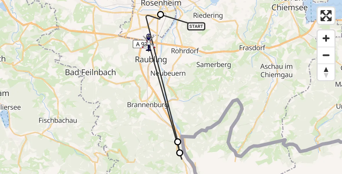Flugroute Polizeihubschrauber Riedering - Raubling, 08 April 2026, 11:14