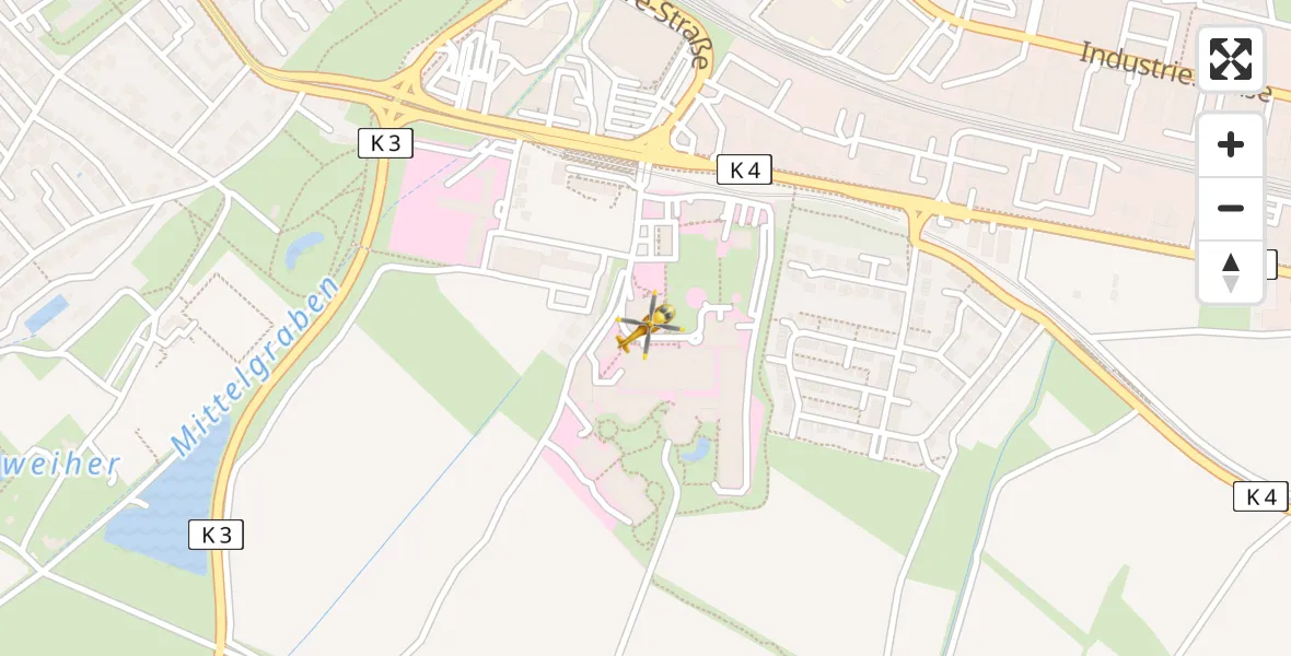 Flugroute Rettungshubschrauber Ludwigshafen Accident Hospital - Ludwigshafen Accident Hospital, 08 April 2026, 11:14