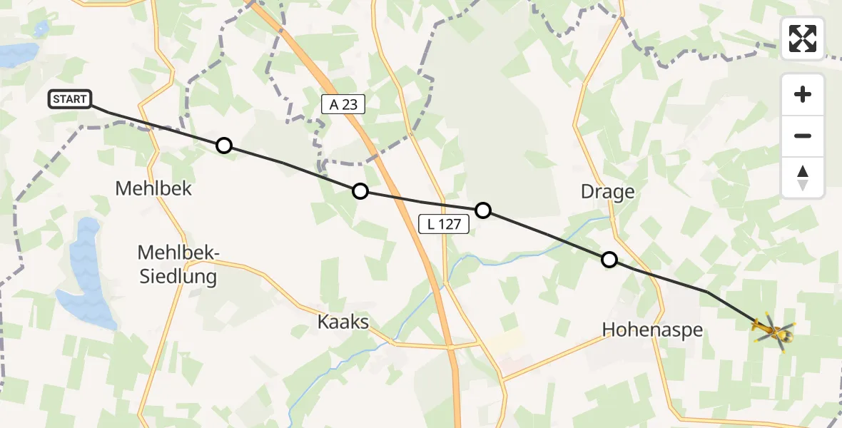 Flugroute Rettungshubschrauber Agethorst - Hohenaspe, 08 April 2026, 11:28