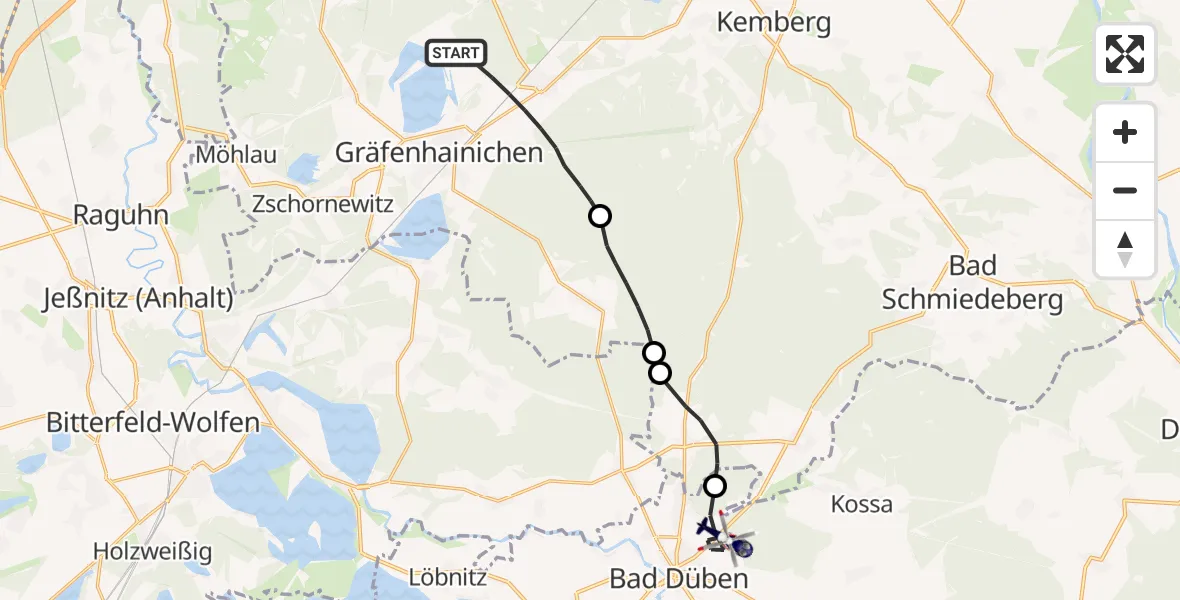 Flugroute Polizeihubschrauber Kemberg - Bad Düben, 08 April 2026, 11:31