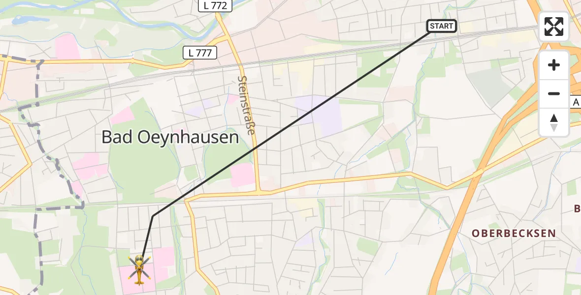 Flugroute Ambulanzhubschrauber Bad Oeynhausen - Bad Oeynhausen, 08 April 2026, 11:33