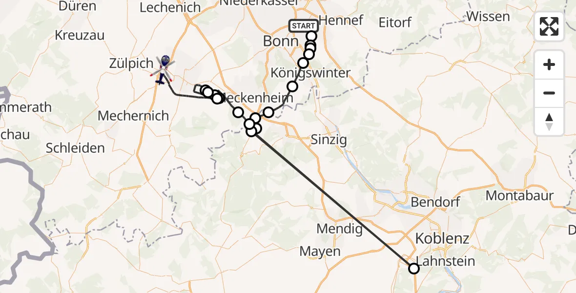 Flugroute Polizeihubschrauber Sankt Augustin - Euskirchen, 08 April 2026, 11:37