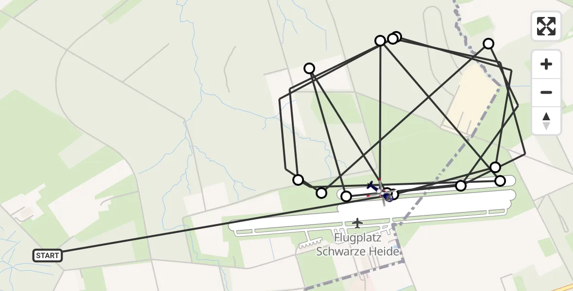 Flugroute Polizeihubschrauber Hünxe - Dinslaken-Schwarze Heide Flugplatz, 08 April 2026, 11:39