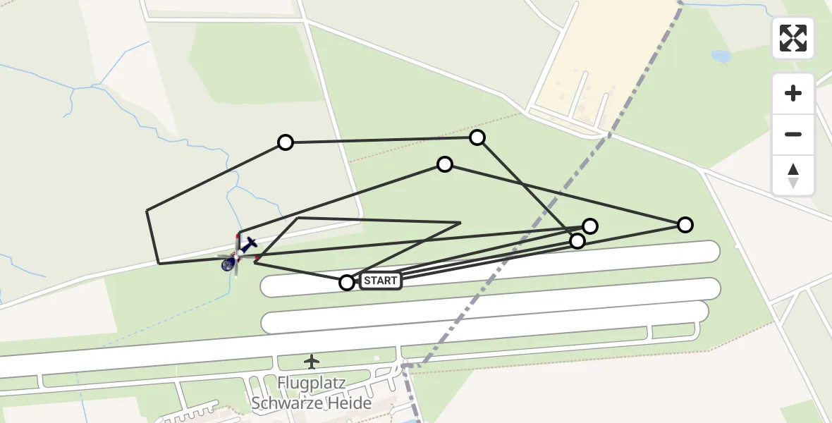 Flugroute Polizeihubschrauber Dinslaken-Schwarze Heide Flugplatz - Dinslaken-Schwarze Heide Flugplatz, 08 April 2026, 11:52