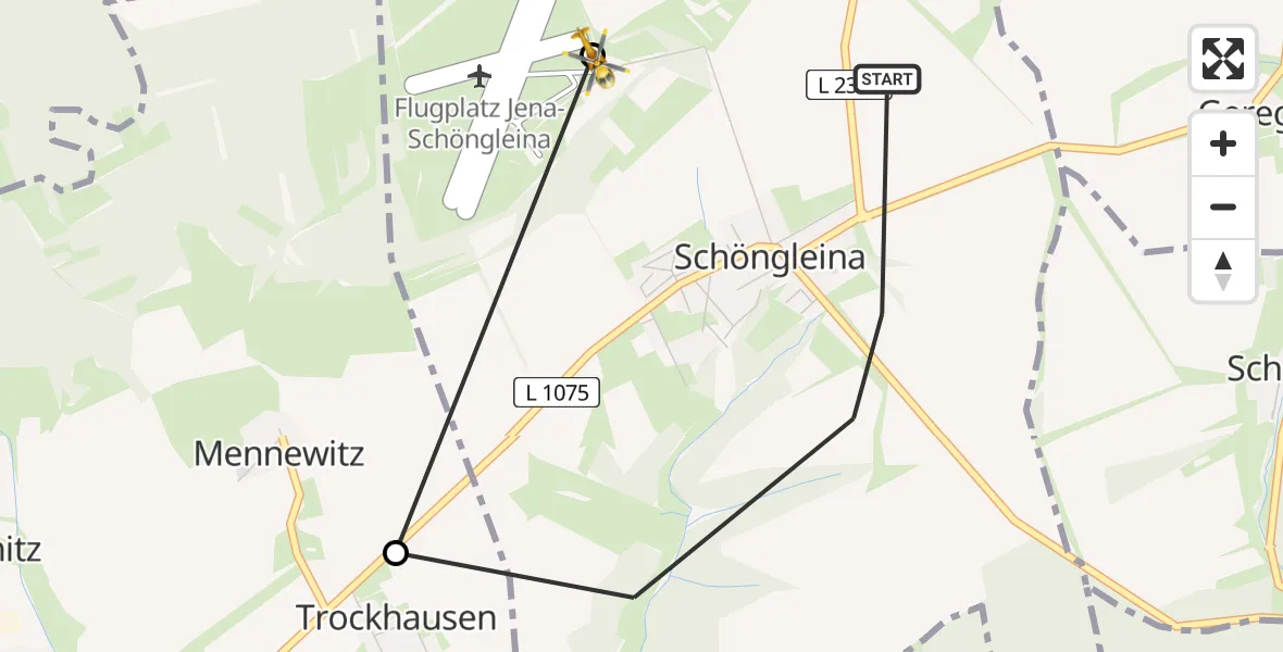 Flugroute Rettungshubschrauber Schöngleina - Jena-Schöngleina Flugplatz, 08 April 2026, 11:56