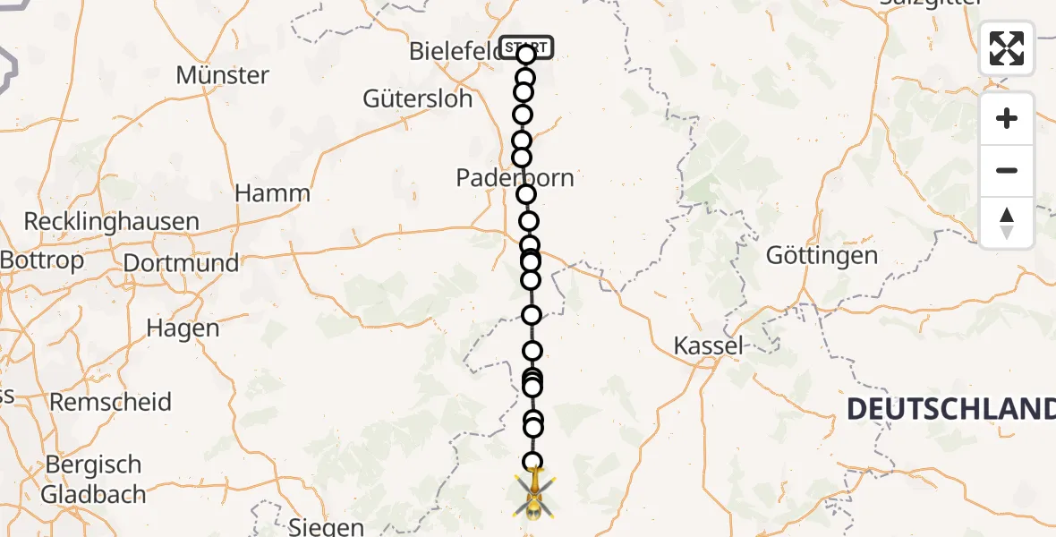 Flugroute Ambulanzhubschrauber Bad Salzuflen - Rosenthal, 08 April 2026, 12:03