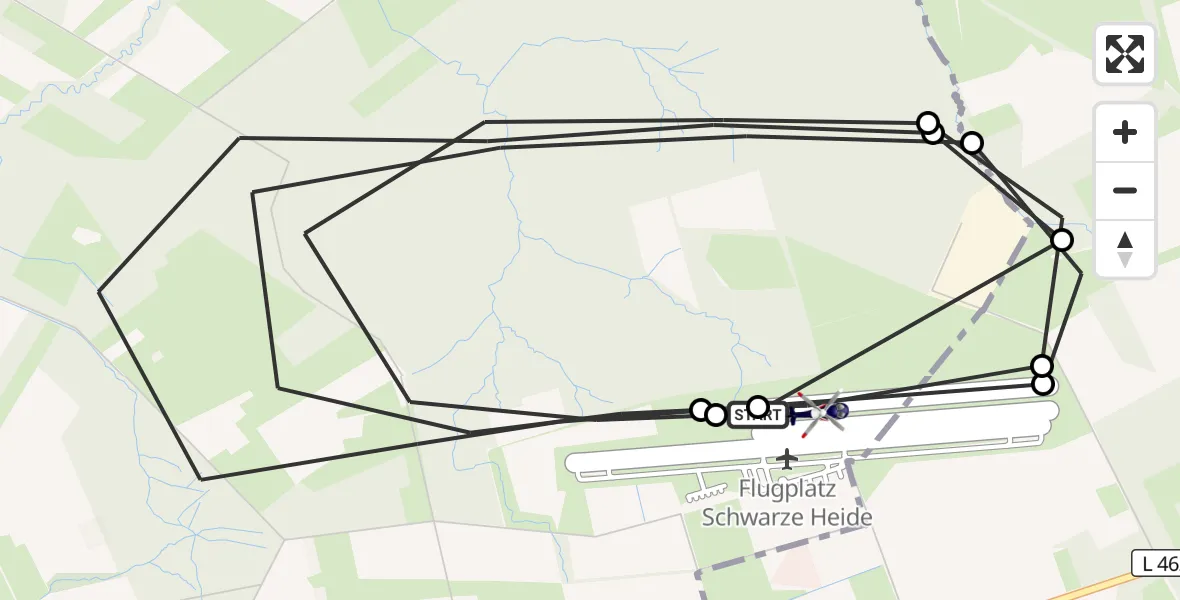 Flugroute Polizeihubschrauber Dinslaken-Schwarze Heide Flugplatz - Dinslaken-Schwarze Heide Flugplatz, 08 April 2026, 12:18