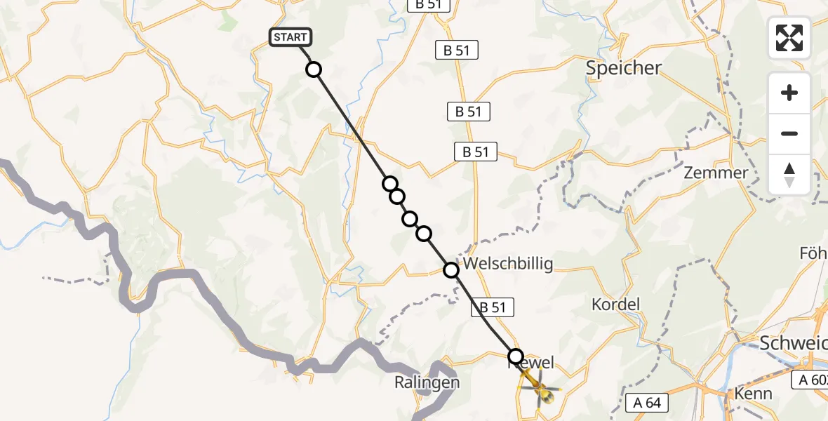 Routekaart van de vlucht: Rettungshubschrauber nach Newel, K 23