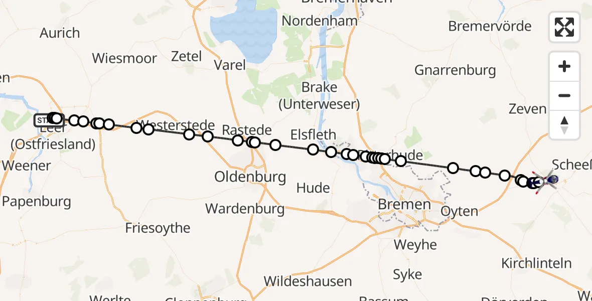 Flugroute Polizeihubschrauber Flugplatz Leer-Papenburg - Bötersen, 08 April 2026, 12:48