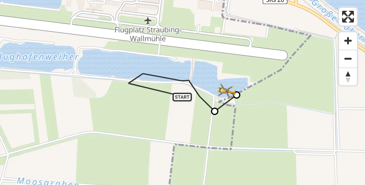 Flugroute Rettungshubschrauber Straubing Flughafen - Straubing Flughafen, 08 April 2026, 12:52