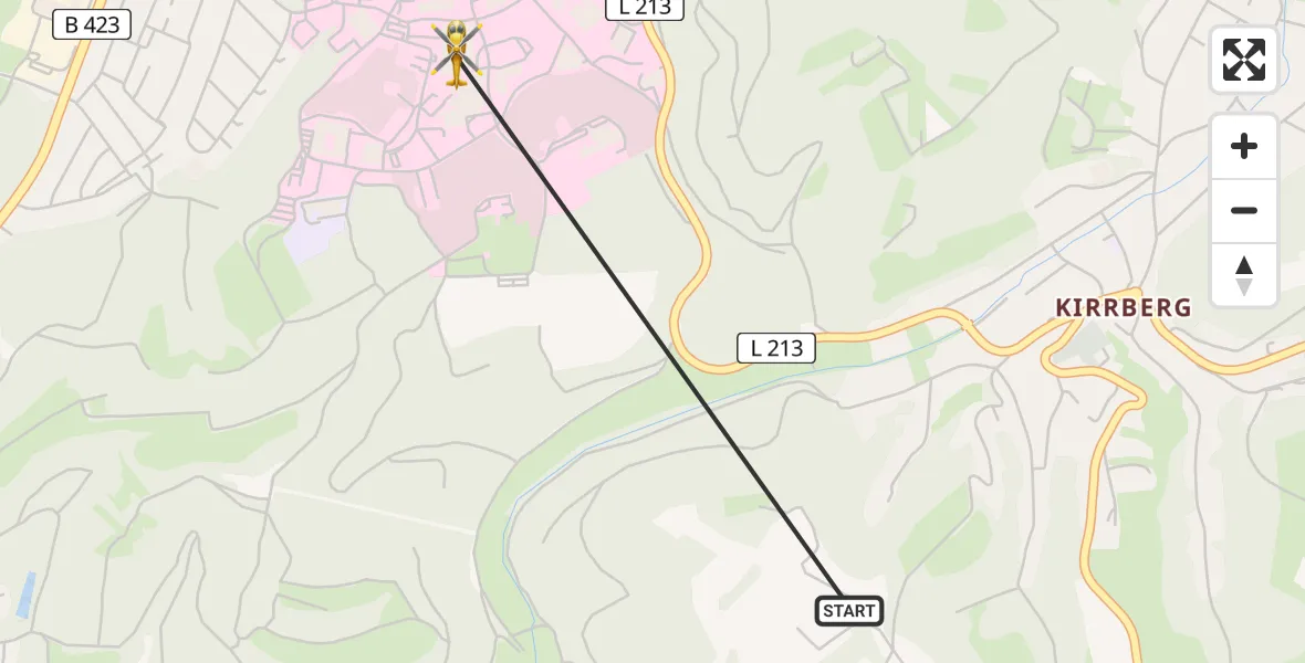 Flugroute Rettungshubschrauber Homburg - Homburg, 08 April 2026, 13:02
